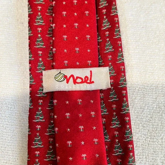 Holiday Tie Red with Christmas Trees - Picture 3 of 3